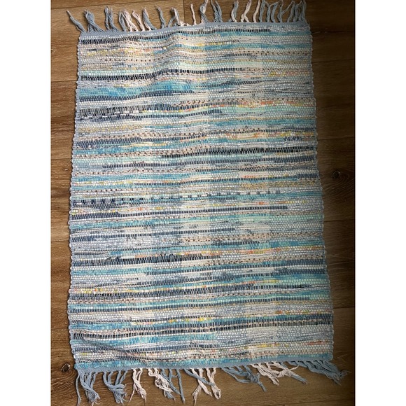 Cottagecore Rag Area Rug - 35 x 32 In -‎ 100% Cotton - Hand Woven Rag Throw Rug - Picture 1 of 3